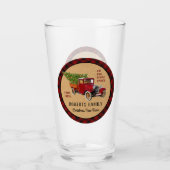 Weihnachtsbaum-Bauernhof-Vintager LKW-rotes Glas (Vorderseite)