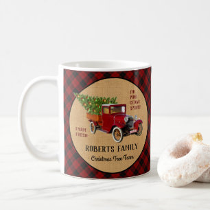 Weihnachtsbaum-Bauernhof-Vintager LKW-rotes Kaffeetasse
