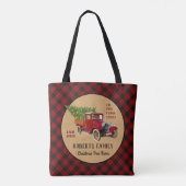 Weihnachtsbaum-Bauernhof-Vintager LKW-rotes Tasche (Rückseite)