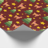 Weihnachtsbaum, Bäume & Sterne Burgundy Nahtlos Geschenkpapier (Ecke)
