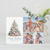 Weihnachtsbaum Beach Foto Feiertagskarte (Stehend Vorderseite)