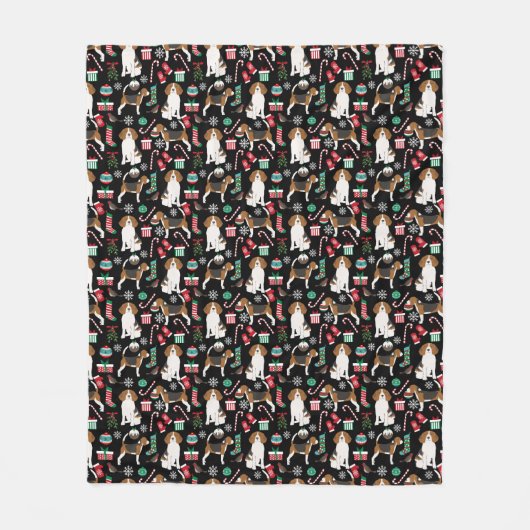 Weihnachtsbaum-Beagle Fleecedecke (Vorderseite)