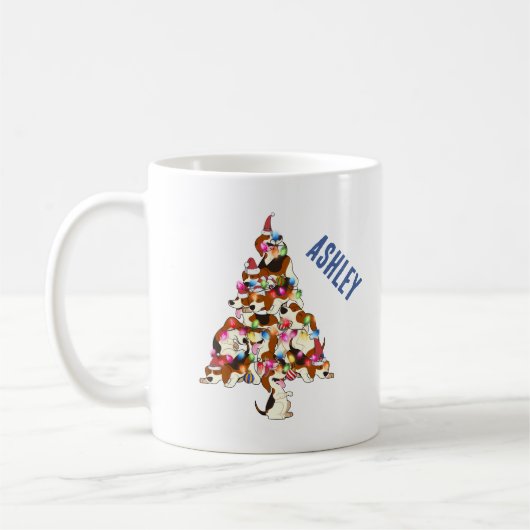 Weihnachtsbaum Beagle Welpe Weihnachtsbaum Kaffeetasse (Links)