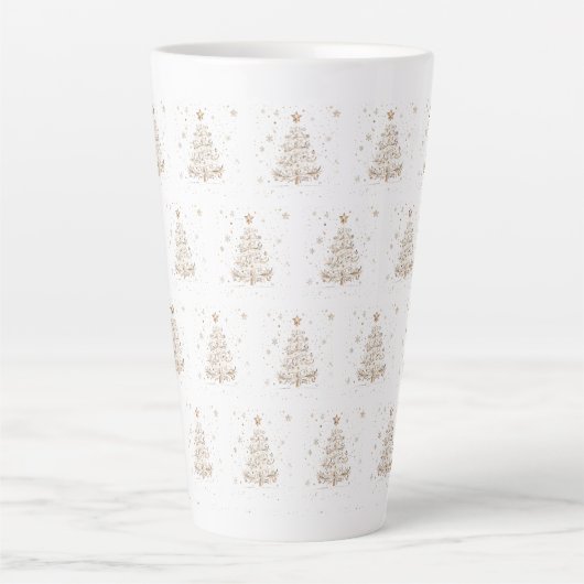 Weihnachtsbaum Beige Nahtloses Muster Milchtasse (Vorderseite)