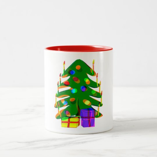 Weihnachtsbaum beleuchtet zweifarbige tasse