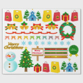 Weihnachtsbaum Bell Advent Wreath Snowman Geschenkpapier (Flach)