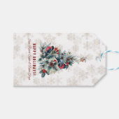 Weihnachtsbaum Berries Holiday wünscht Monogram Geschenkanhänger (Vorderseite (Horizontal))