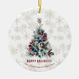 Weihnachtsbaum Berries Holiday wünscht Monogram Keramik Ornament