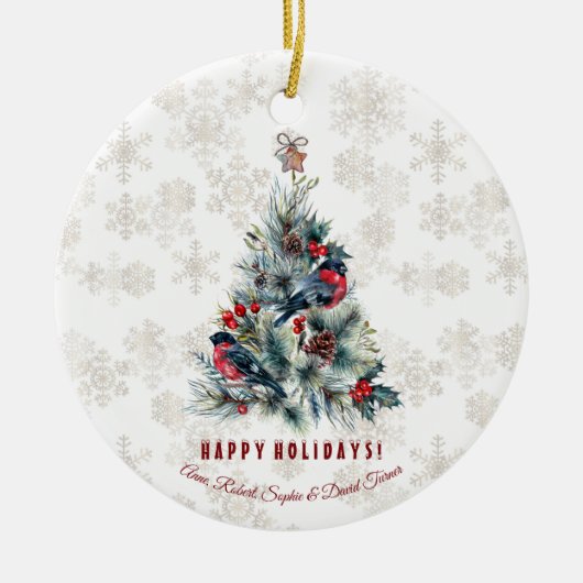 Weihnachtsbaum Berries Holiday wünscht Monogram Keramik Ornament (Vorne)