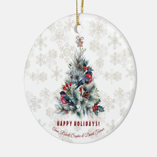 Weihnachtsbaum Berries Holiday wünscht Monogram Keramik Ornament (Links)