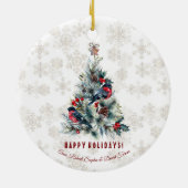 Weihnachtsbaum Berries Holiday wünscht Monogram Keramik Ornament (Hinten)