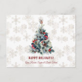 Weihnachtsbaum Berries Holiday wünscht Monogram Postkarte (Vorderseite)