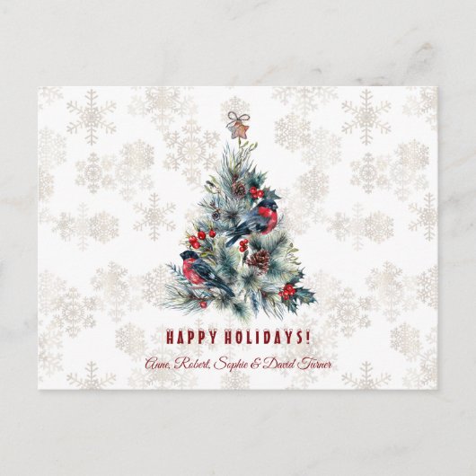 Weihnachtsbaum Berries Holiday wünscht Monogram Postkarte (Vorderseite)