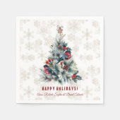 Weihnachtsbaum Berries Holiday wünscht Monogram Serviette (Vorderseite)