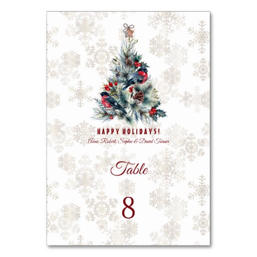 Weihnachtsbaum Berries Holiday wünscht Monogram Tischnummer (Vorderseite)