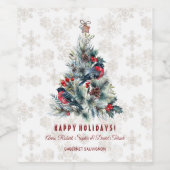 Weihnachtsbaum Berries Holiday wünscht Monogram Weinetikett (Einzelnes Label)