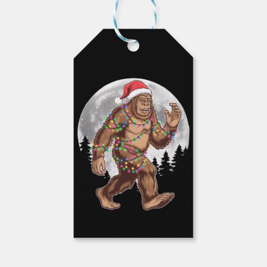 Weihnachtsbaum Bigfoot Weihnachten Lichter Xmas Sa Geschenkanhänger (Rückseite)