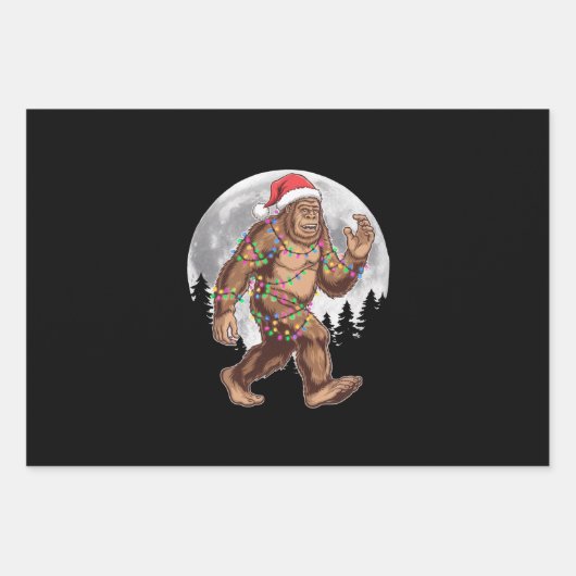 Weihnachtsbaum Bigfoot Weihnachten Lichter Xmas Sa Geschenkpapier Set (Vorderseite)
