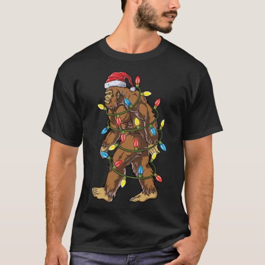 Weihnachtsbaum Bigfoot Weihnachten Lichter Xmas Sa T-Shirt (Vorderseite)