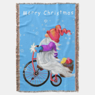 Weihnachtsbaum Blanket Gnome mit Fahrrad und Gesch Decke