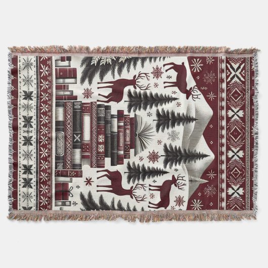 Weihnachtsbaum-Blanket, Nordic Holiday Book Throw Decke (Vorderseite)