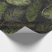 Weihnachtsbaum Blätter Black Christmas Geschenkpapier (Ecke)