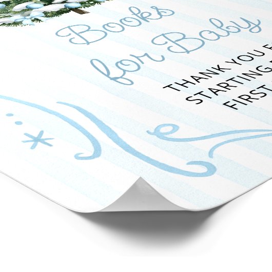 Weihnachtsbaum Blau Baby Shower Bücher für Baby Poster (Ecke)