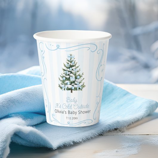 Weihnachtsbaum Blau Winter Baby Shower Pappbecher