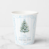 Weihnachtsbaum Blau Winter Baby Shower Pappbecher (Rückseite)