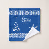 Weihnachtsbaum. Blaue Farbe Badhandtuch Set (Waschlappen)