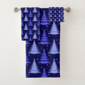 Weihnachtsbaum Blaue Muster Design Badhandtuch Set (Insitu)