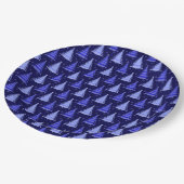 Weihnachtsbaum Blaue Muster Design Pappteller (Schrägansicht)