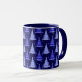 Weihnachtsbaum Blaue Muster Design Tasse (VorderseiteRechts)