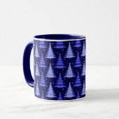 Weihnachtsbaum Blaue Muster Design Tasse (Vorderseite Links)