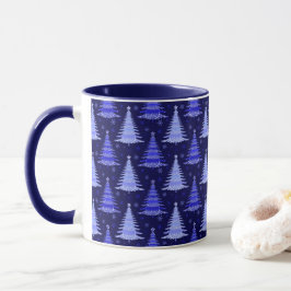 Weihnachtsbaum Blaue Muster Design Tasse