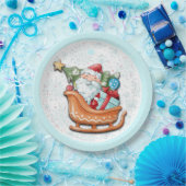 Weihnachtsbaum Blaue Schneeflocken Pappteller (Party)