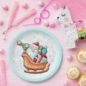 Weihnachtsbaum Blaue Schneeflocken Pappteller (Party)