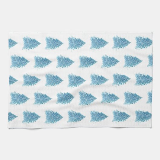 Weihnachtsbaum Blaue Wasserfarbe Muster Urlaub Geschirrtuch (Horizontal)