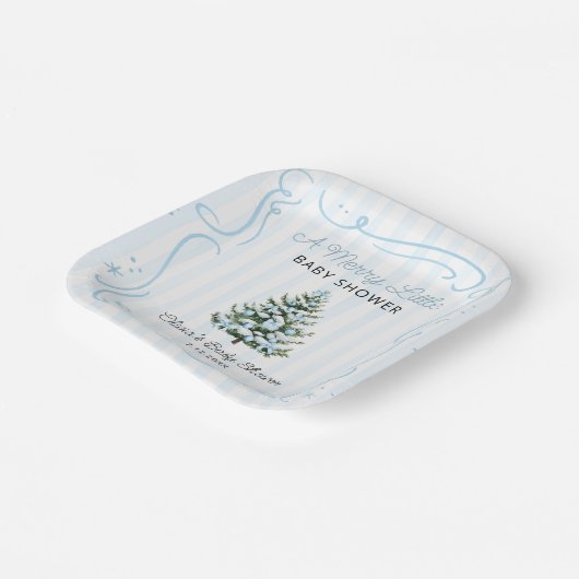 Weihnachtsbaum Blaue Winter-Baby-Party Pappteller (Gewinkelt)