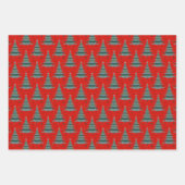 Weihnachtsbaum Blaues grünes Muster Design Geschenkpapier Set (Vorderseite 3)