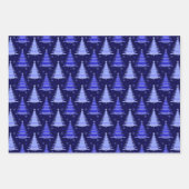 Weihnachtsbaum Blaues grünes Muster Design Geschenkpapier Set (Vorderseite)