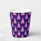 Weihnachtsbaum Blaurosa Muster Design Pappbecher (Vorderseite)