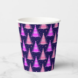 Weihnachtsbaum Blaurosa Muster Design Pappbecher