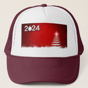 Weihnachtsbaum blinkend Rot-Farbe Hintergrund-Cap Truckerkappe