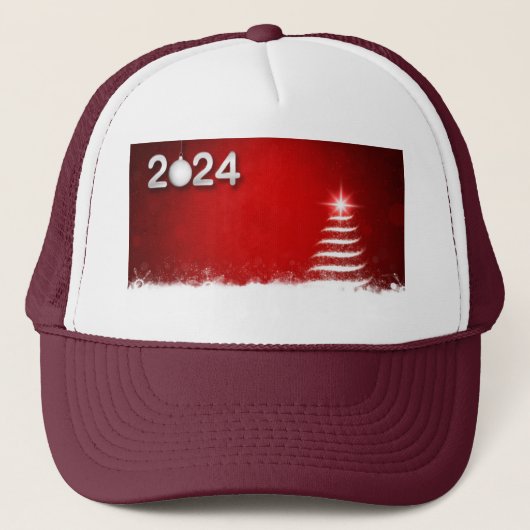 Weihnachtsbaum blinkend Rot-Farbe Hintergrund-Cap Truckerkappe (Vorderseite)