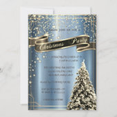Weihnachtsbaum Blue Metallic Company Weihnachten Einladung (Vorderseite)
