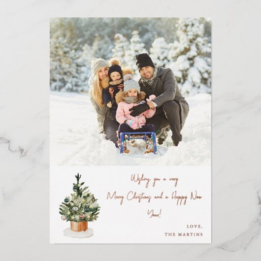 Weihnachtsbaum - Blue Note Foto Weihnachten Folieneinladung (Vorderseite)