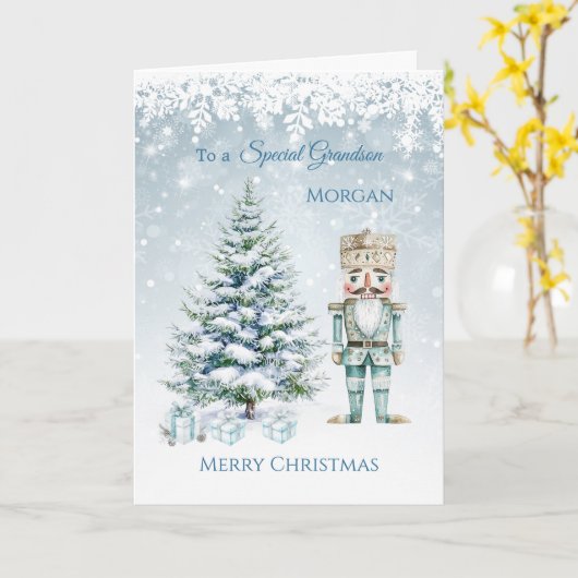 Weihnachtsbaum Blue Nutcracker Snowflakes Card Karte (Gelbe Blume)