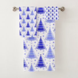 Weihnachtsbaum Blue Periwinkle Muster Design Badhandtuch Set