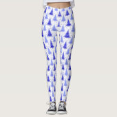 Weihnachtsbaum Blue Periwinkle Muster Design Leggings (Vorderseite)